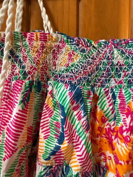 Cleobella Tropical Patchwork Mini Dress in Pink, Green, Yellow, White - Picture 3 of 4